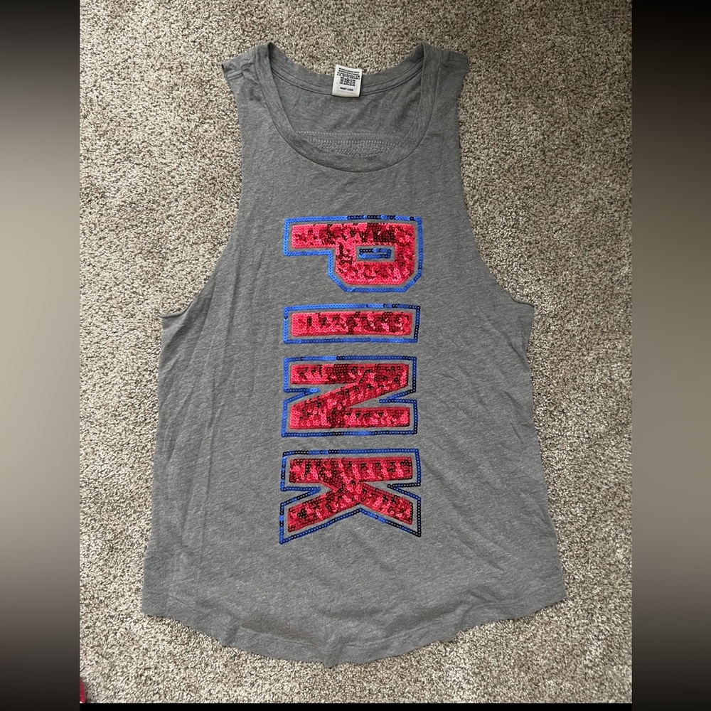 Victoria's Secret pink USA sequin tank • size small